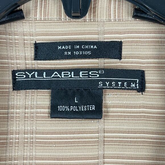 Syllables System Shirt Large Mens Basic Resort Casual Button-Down Short-Sleeve - Picture 5 of 9